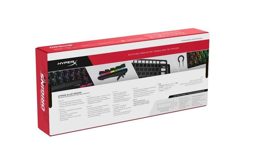 Mechaninė Žaidimų klaviatūra HyperX Alloy Origins 60, HyperX Red - Linear Switch, US išdėstymas