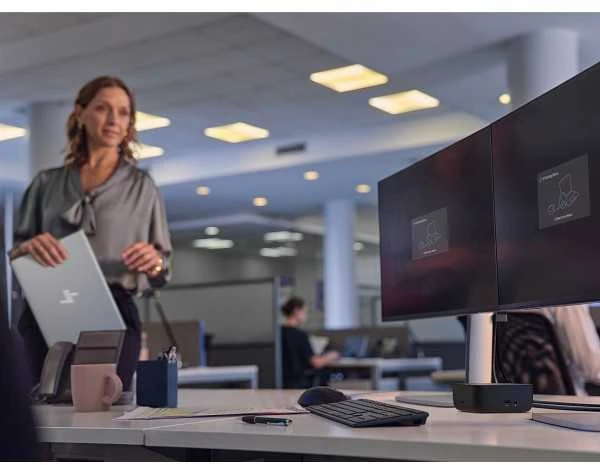 HP darbo vietos sprendimai su dvigubais monitoriais