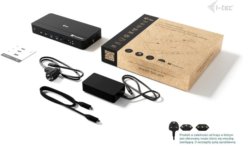I-tec Thunderbolt 5 trijų ekranų prijungimo stotelė, M.2 lizdas, 6x USB 2.5 GLAN maitinimo šaltinis, 140W