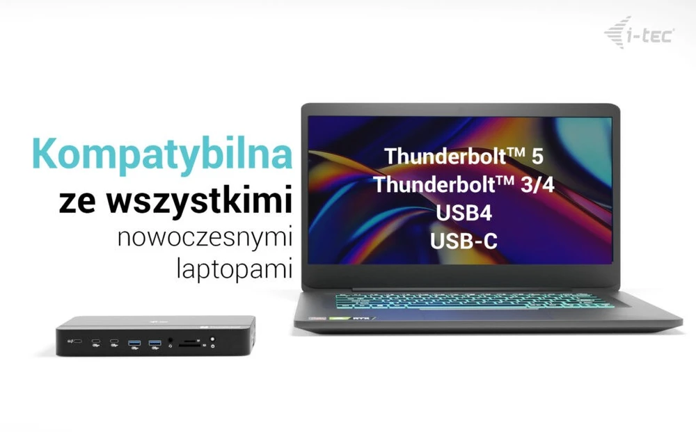 I-tec Thunderbolt 5 trijų ekranų prijungimo stotelė, M.2 lizdas, 6x USB 2.5 GLAN maitinimo šaltinis, 140W