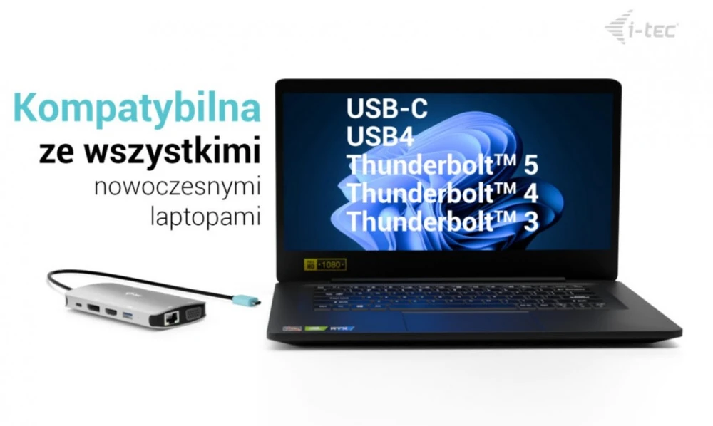 I-tec USB-C Metal Nano 3x Ekranas DP HDMI VGA Docking Station LAN Power Delivery 100W