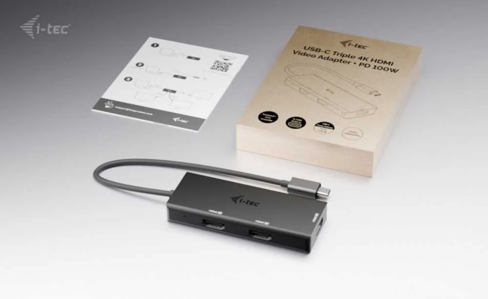 I-tec USB-C adapteris su pakuote ir instrukcija