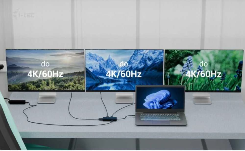 I-tec doko stotelė su trijų monitorių 4K vaizdo palaikymu