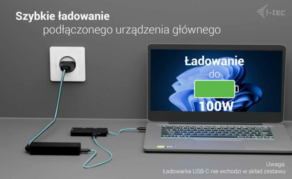 I-tec Doko stotelė usb-c triple 4k hdmi video adapter power delivery 100w