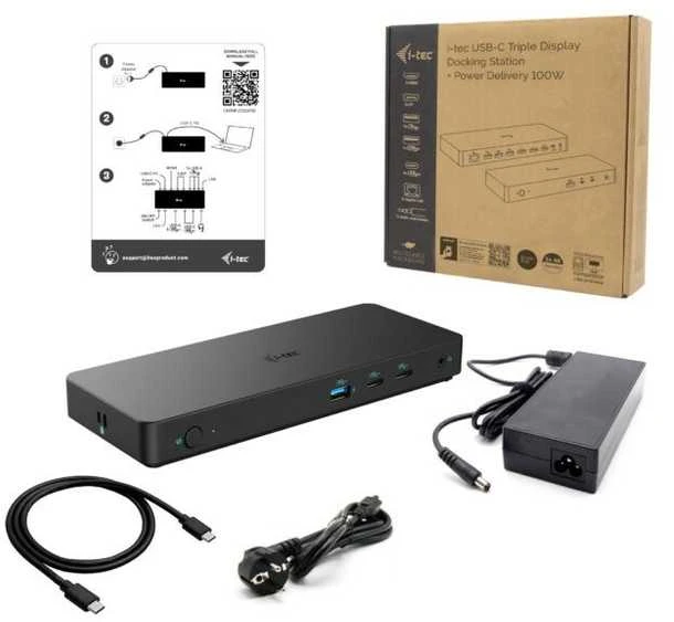 I-TEC USB-C triguba 4K Ekrano prijungimo stotis Gen2 2xDP 1xHDMI 1xGLAN 3xUSB 3.2 Gen1 1xUSB 3.2 Gen2 2xUSB-C Gen2 1xAudio/Mic PD100W