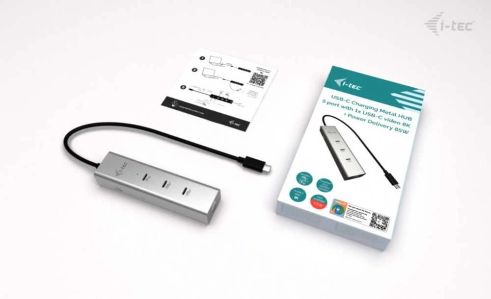 I-tec USB-C šakotuvas su pakuote ir instrukcija