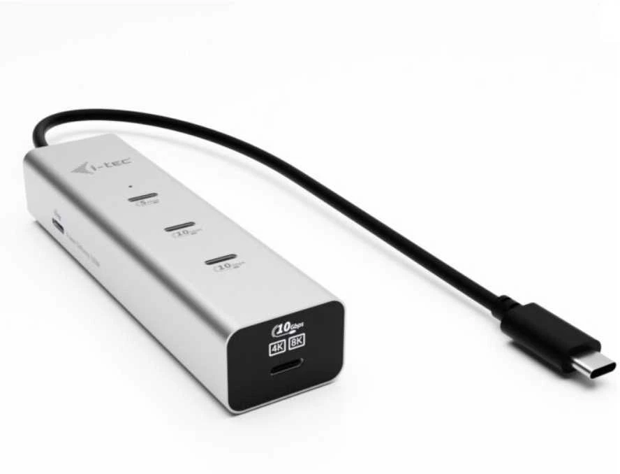 I-tec Metalinis USB-C įkrovimo šakotuvas, 5 prievadų, su USB-C vaizdo įrašu, 8K + maitinimo šaltiniu, 85 W