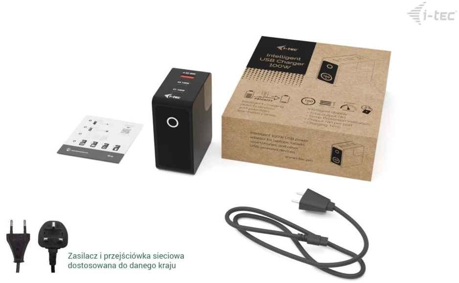 „I-tec“ 100 W USB | 2 x USB-C | 1 x USB-A | LCD | 150 cm