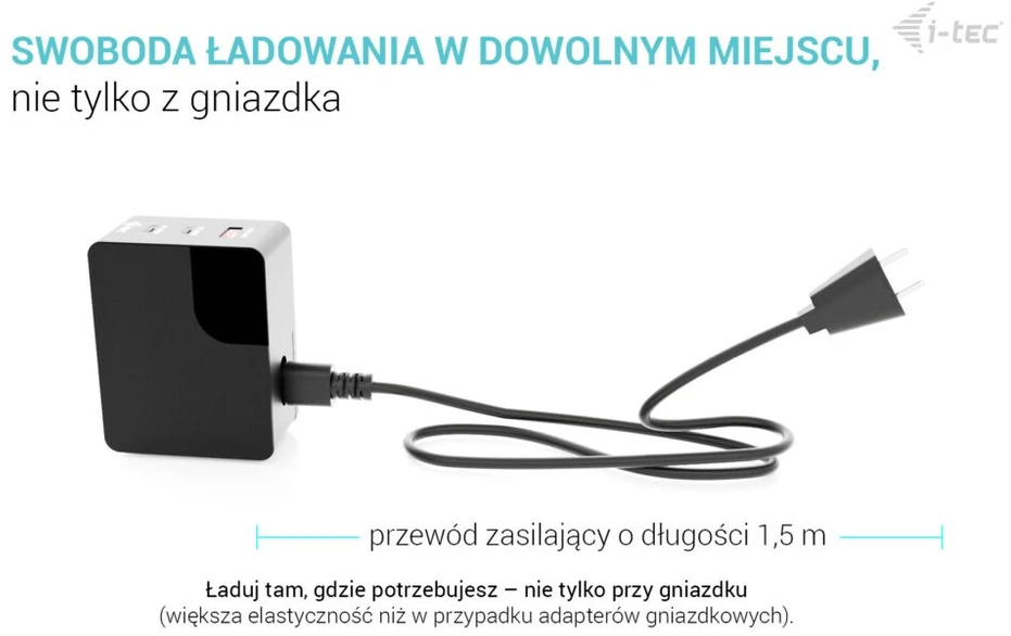 „I-tec“ 100 W USB | 2 x USB-C | 1 x USB-A | LCD | 150 cm