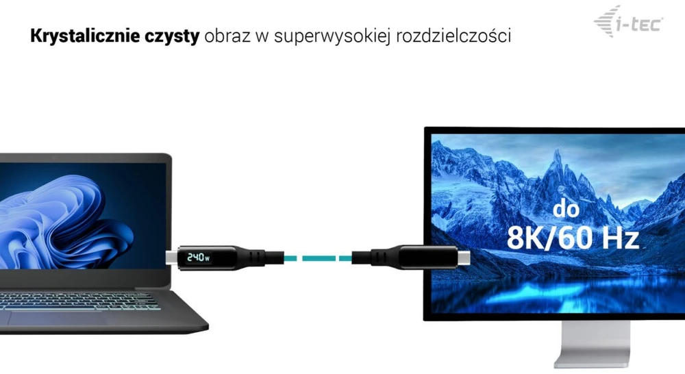 I-tec Kabelis thunderbolt 4/usb4 class pro cable 240w 2x 4k/120hz 40gbps lcd 150 cm