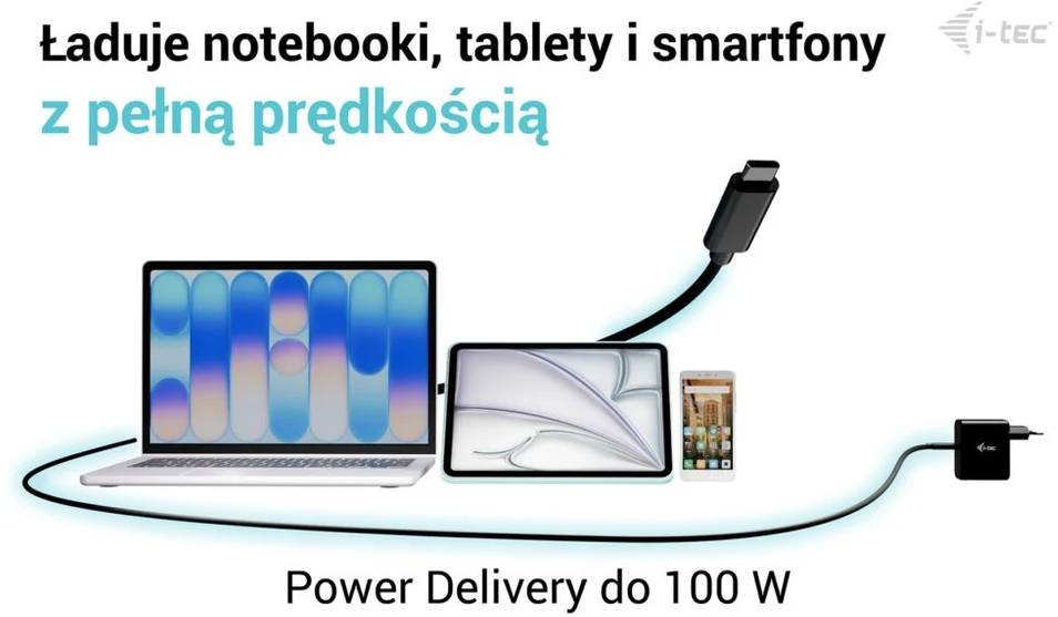 I-TEC USB-C Charging Cable 1.8m supports USB Power Delivery iki 100 W