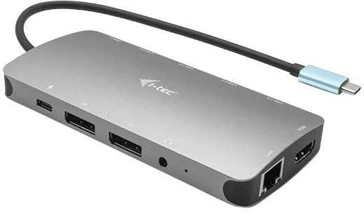I-TEC USB-C metalinis nano dokas 2xDP 1xHDMI 1xGLAN 1xgarsas / mikrofonas 2xUSB 3.1 2xUSB 2.0 1xUSB-C duomenys 1xUSB-C 100W PD