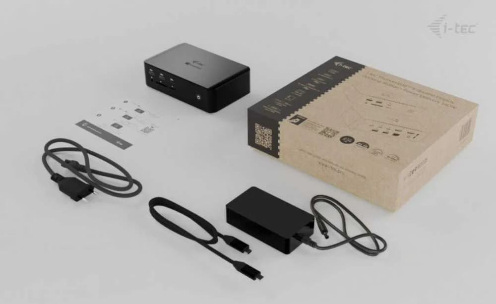 „I-tec Thunderbolt 5 Quattro“ ekrano dokas, 2x HDMI, 2x TB5 (iki 120 Gbps, 30 W), 5x USB (10 Gbps, BC 1.2), 2,5 colio garso išvesties kortelė, maitinimo šaltinis 140 W (TB5 kabelis, 1 m)