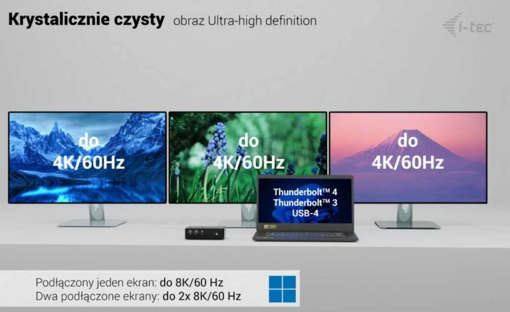 „I-tec Thunderbolt 5 Quattro“ ekrano dokas, 2x HDMI, 2x TB5 (iki 120 Gbps, 30 W), 5x USB (10 Gbps, BC 1.2), 2,5 colio garso išvesties kortelė, maitinimo šaltinis 140 W (TB5 kabelis, 1 m)