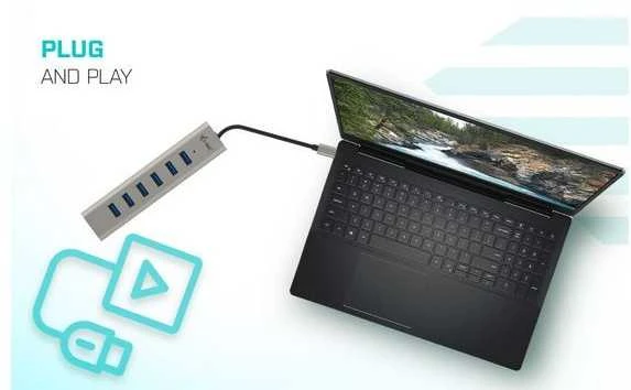 I-tec Stebulės usb-c įkrovimo metalinis stebulės 7 prievadas