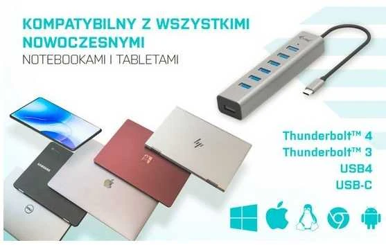 I-tec Stebulės usb-c įkrovimo metalinis stebulės 7 prievadas