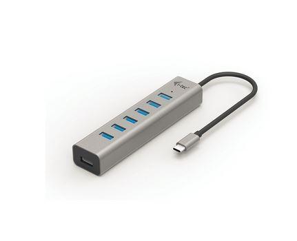 I-TEC USB-C įkrovimo metalinis HUB 7 prievadas be maitinimo adapterio