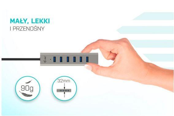 I-TEC USB-C įkrovimo metalinis HUB 7 prievadas be maitinimo adapterio