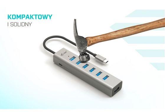 I-TEC USB-C įkrovimo metalinis HUB 7 prievadas be maitinimo adapterio