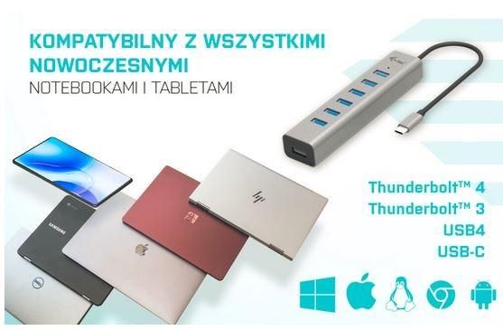 I-TEC USB-C įkrovimo metalinis HUB 7 prievadas be maitinimo adapterio