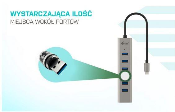 I-TEC USB-C įkrovimo metalinis HUB 7 prievadas be maitinimo adapterio