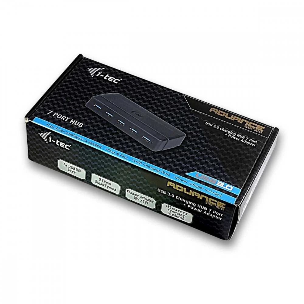 I-tec U3HUB742 sąsajos šakotuvas USB 3.2 Gen 1 (3.1 Gen 1) Type-B 5000 Mbit/ai Juoda