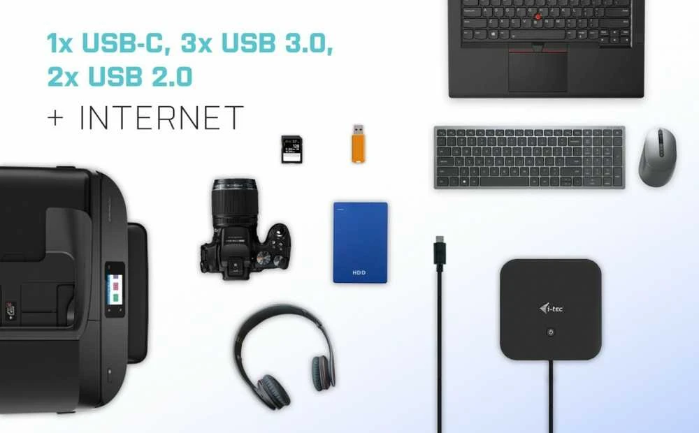 I-TEC USB-C Dual Ekranas MST DS 1x DP 1x HDMI 1xGLAN 3xUSB 3.0 2xUSB 2.0 1xUSB-C-Datei 1xGarso / mikrofono lizdas 1x100W USB-C PD + įkroviklis 112W