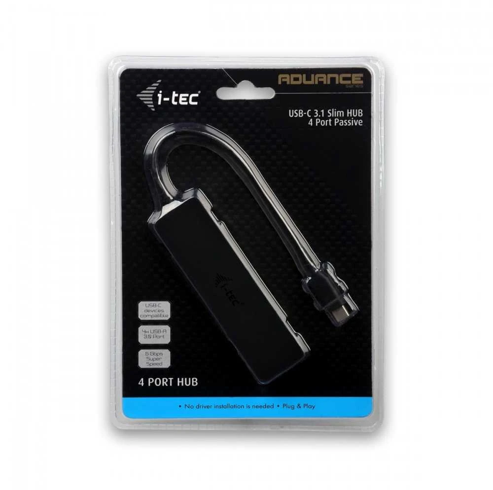 HP I-tec Advance C31HUB404 sąsajos šakotuvas USB 3.2 Gen 2 (3.1 Gen 2) Type-C 5000 Mbit/ai Juoda