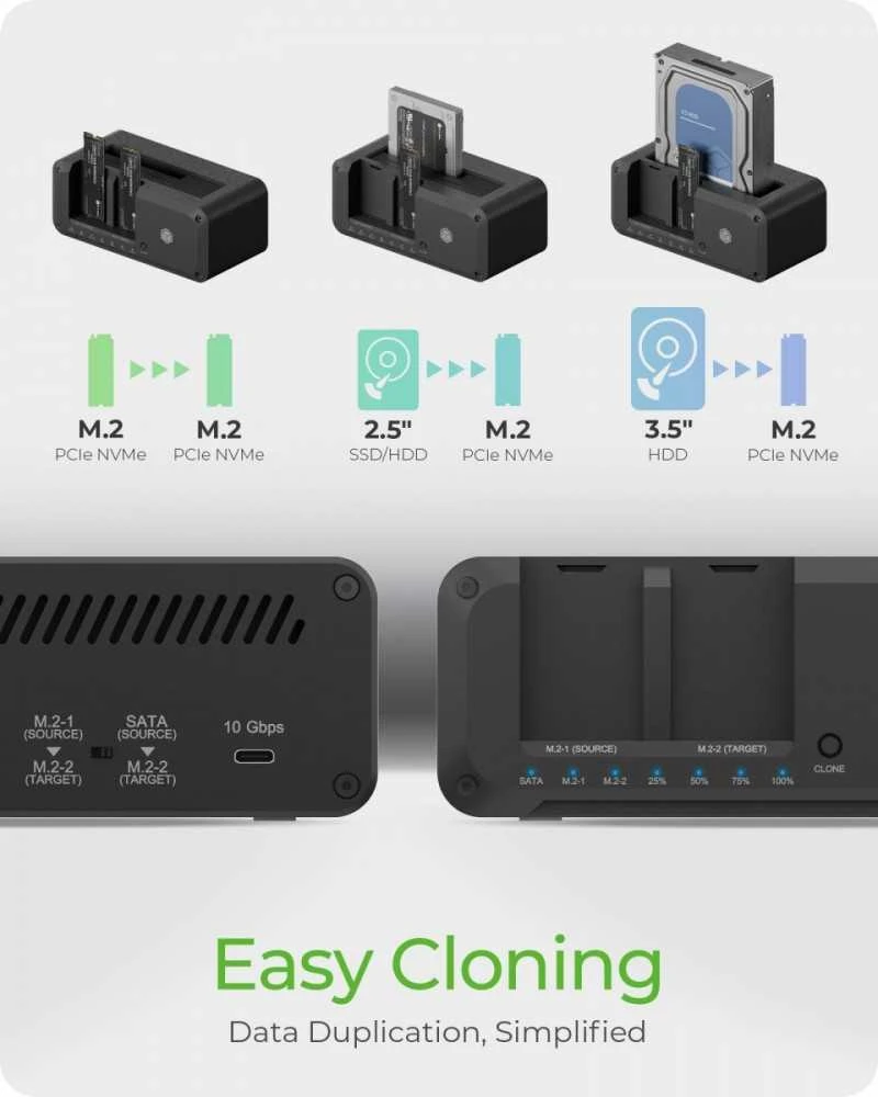 „RaidSonic ICY BOX IB-2924MSCL-C31 Clone Docking M.2“