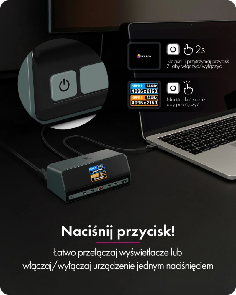 Carruzzo ICY BOX Heart Dock 2300 USB 3.2 Gen 2 (3.1 Gen 2) Type-C Antracitas