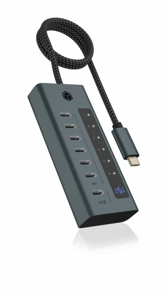 RAD ICY BOX IB-HUB1457-C31 USB 3.2 Gen 1 (3.1 Gen 1) Type-C 10000 Mbit/ai Mėlyna, Pilka
