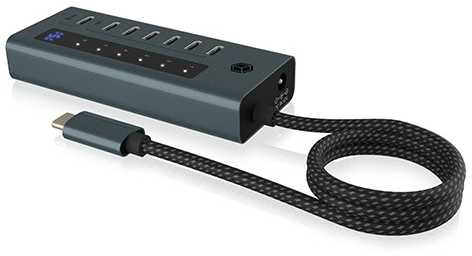 RAD ICY BOX IB-HUB1457-C31 USB 3.2 Gen 1 (3.1 Gen 1) Type-C 10000 Mbit/ai Mėlyna, Pilka