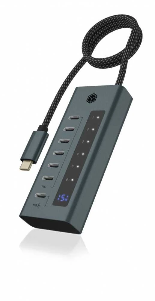 RAD ICY BOX IB-HUB1457-C31 USB 3.2 Gen 1 (3.1 Gen 1) Type-C 10000 Mbit/ai Mėlyna, Pilka