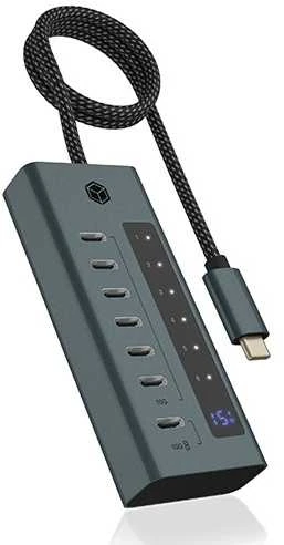 RaidSonic Icy box ib-hub1457-c31 usb 3.2 gen 1 (3.1 gen 1) type-c 10000 mbit/s mėlyna, pilka