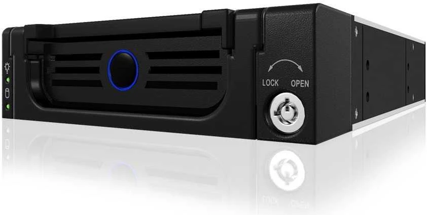 ICY BOX IB-138SK-B-II SATA mobilusis stovas skirtas 3,5 colio SATA HDD KeyLock kaip maitinimo jungiklio šviesos diodai 4 ir 15 kontaktų maitinimo jungtis Fullmetal juodas