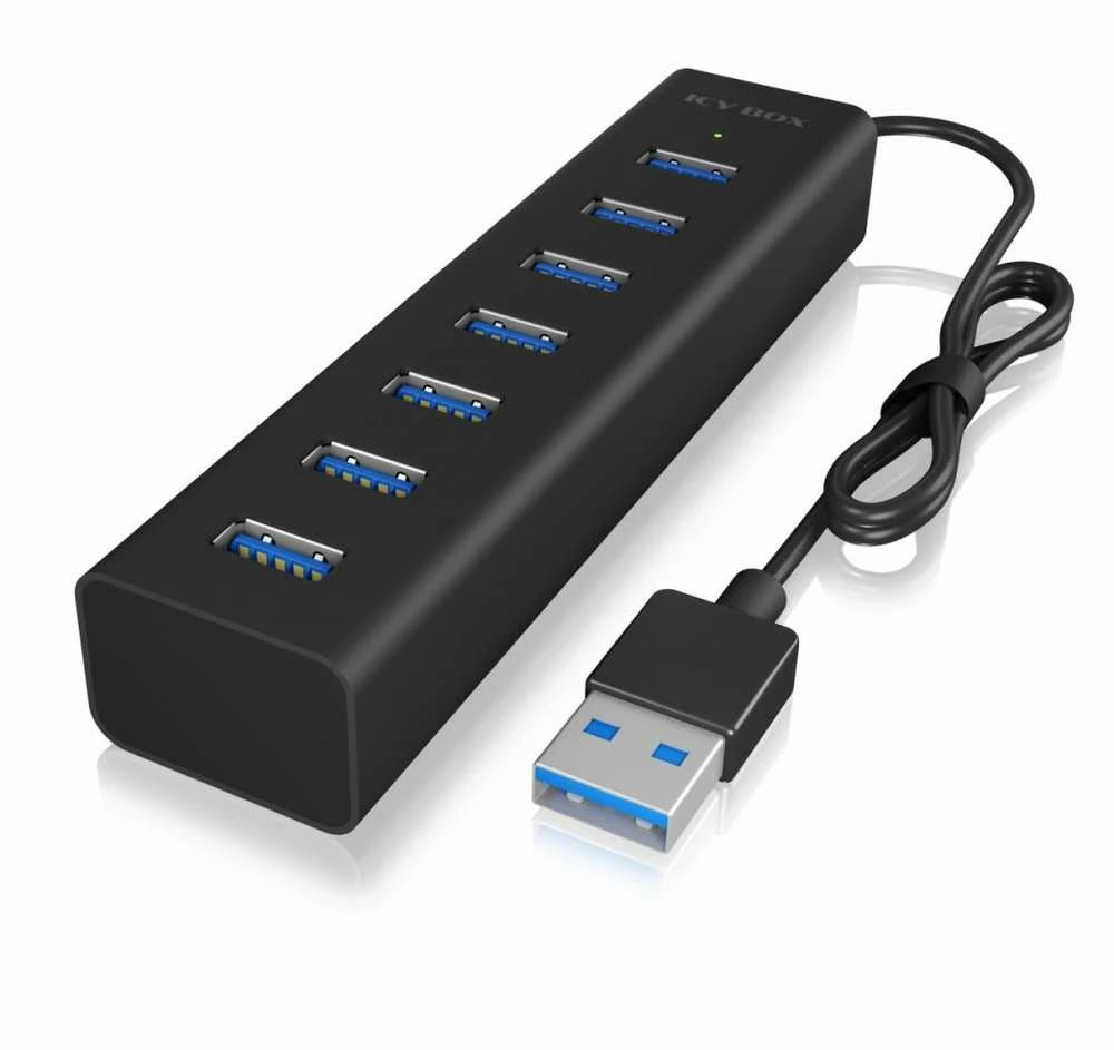 Icy Box RaidSonic ICYBOX IB-HUB1700-U3 7 prievadų šakotuvas su A tipo USB sąsaja ir maitinimo šaltiniu