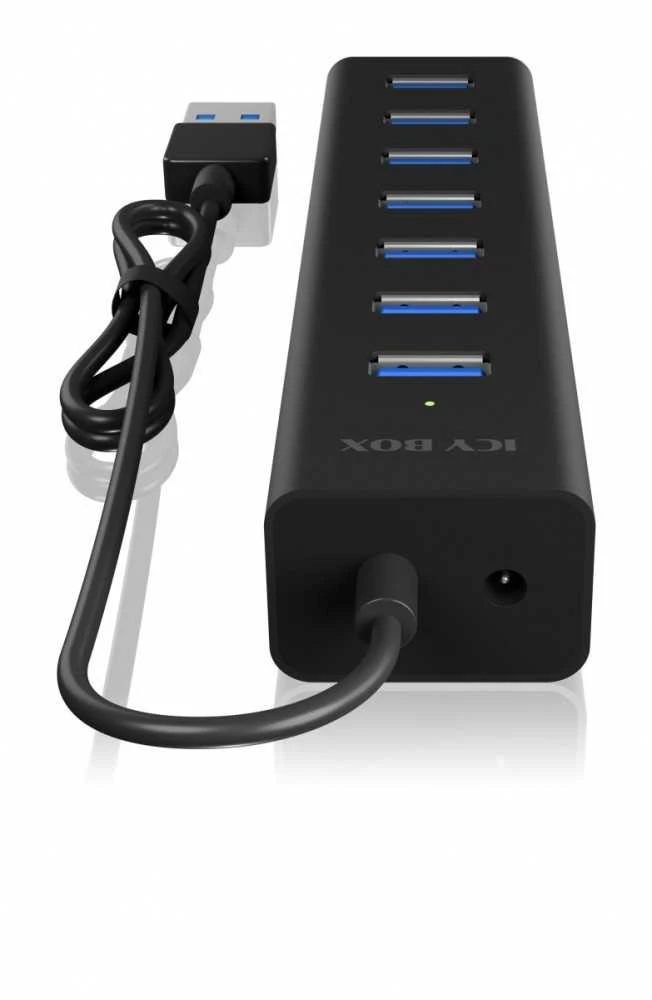 Icy Box RaidSonic ICYBOX IB-HUB1700-U3 7 prievadų šakotuvas su A tipo USB sąsaja ir maitinimo šaltiniu