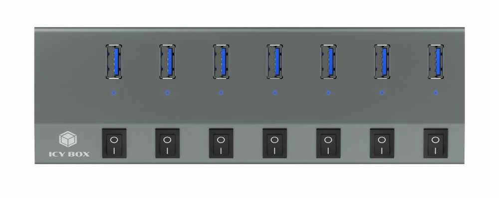 Icy Box RaidSonic ICYBOX IB-HUB1701-C3 7 prievadų šakotuvas su USB 3.0 Type-C ir Type-A sąsaja bei BC 1.2 palaikymu