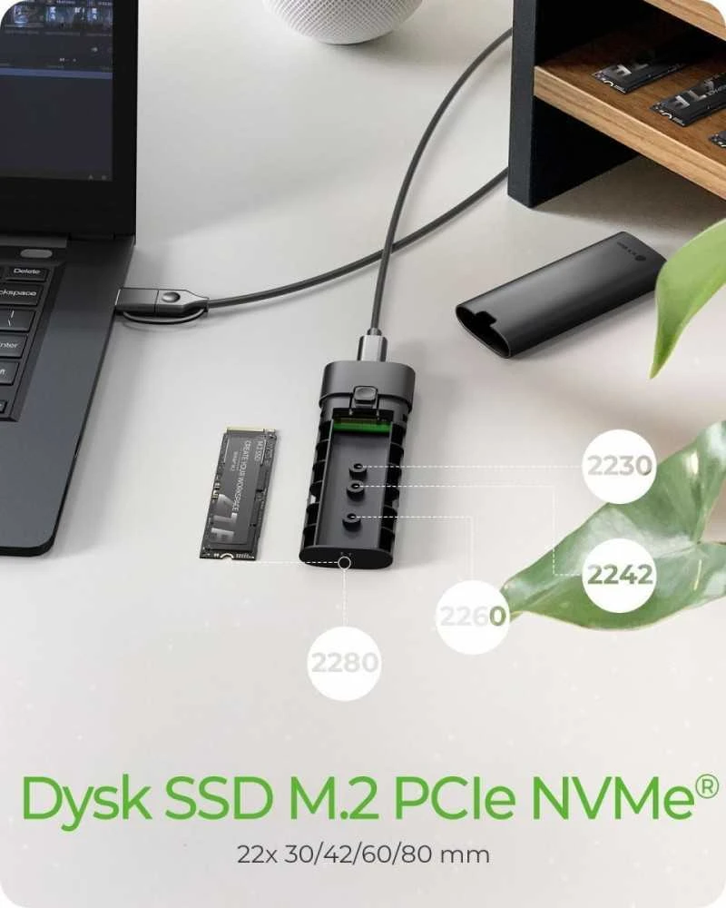 ICY BOX SSD korpusas su diskų dydžių indikacija
