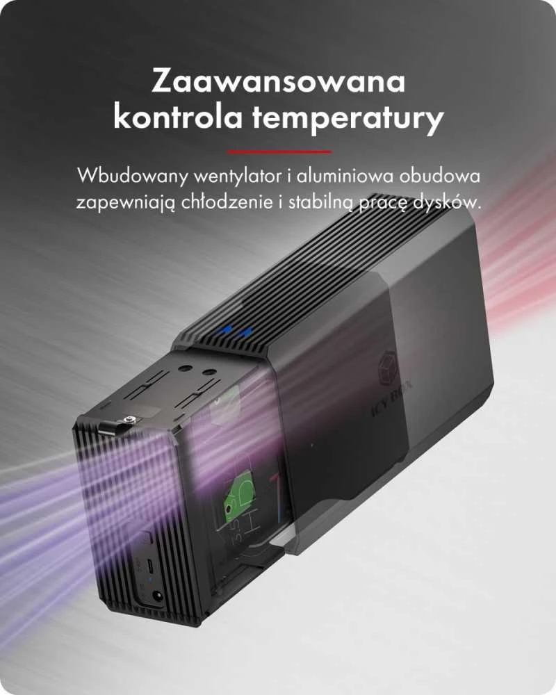 Icy Box „Raidsonic“ | Dviejų skyrių RAID sistema, HDD/SSD USB 3.2 (2 karta) su ventiliatoriumi | IB-RD3720-CU3