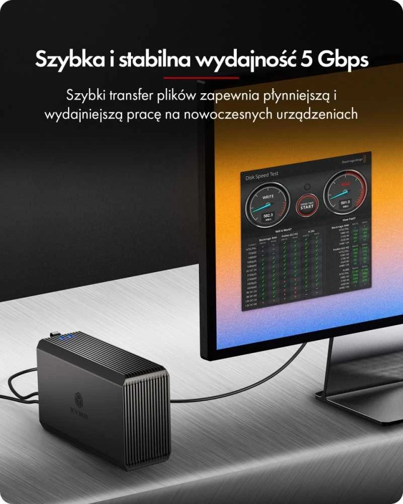 Icy Box „Raidsonic“ | Dviejų skyrių RAID sistema, HDD/SSD USB 3.2 (2 karta) su ventiliatoriumi | IB-RD3720-CU3