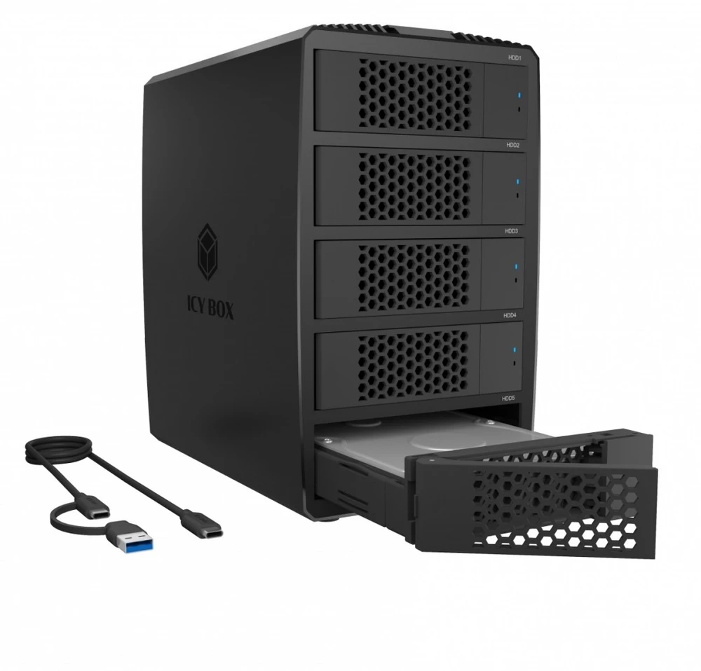 Nezatříděno „Icy Box System-RAID“ 5 colių įstrižainės diskas su 2,5 colio / 3,5 colio SATA disku, IB-RD3705-CU3 RAID 0,1,10,3,5, vienas, didelis, klonas