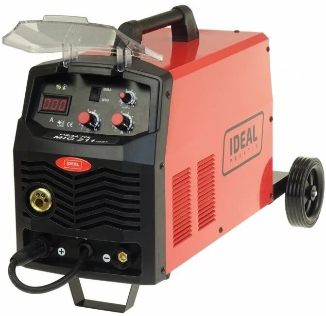 Ideal PRAKTIK MIG 211 MMA Digital - Pusiau automatinis FLUX/MIG-MAG/MMA suvirinimo aparatas, min. suvirinimo srovė: 30A, maks. suvirinimo srovė: 200A, nominali galia: 6,2 kW, maitinimo šaltinis: 230V
