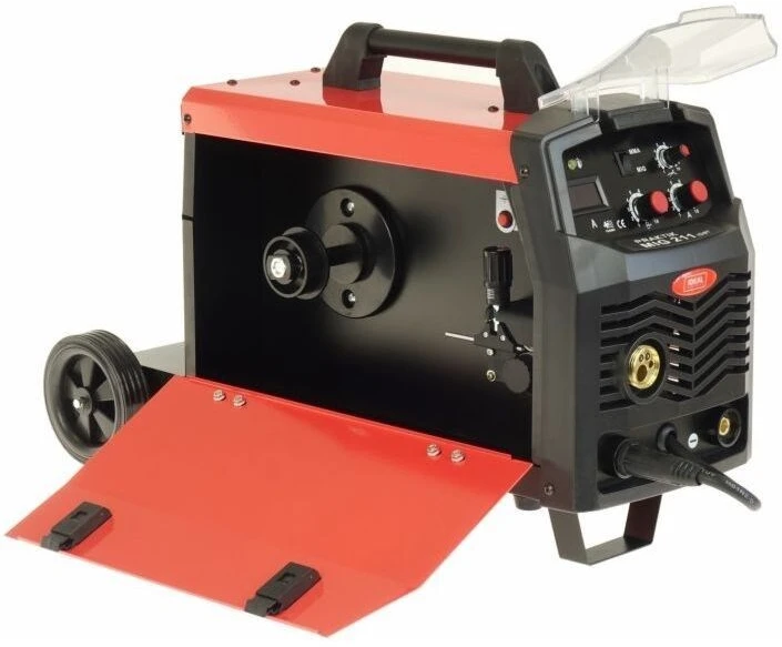 Ideal PRAKTIK MIG 211 MMA Digital - Pusiau automatinis FLUX/MIG-MAG/MMA suvirinimo aparatas, min. suvirinimo srovė: 30A, maks. suvirinimo srovė: 200A, nominali galia: 6,2 kW, maitinimo šaltinis: 230V