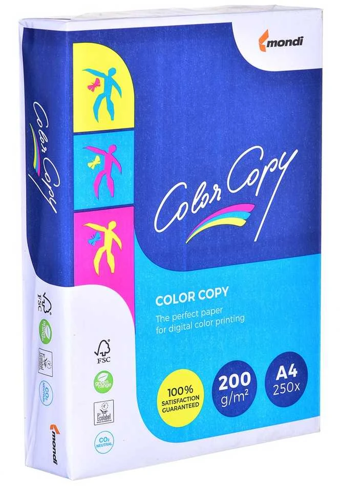 Igepa „Mondi Color Copy 8687a20“ biuro kopijavimo popierius (a4; 200 g/m2; 250 lapų; baltas popierius; atlasinis)
