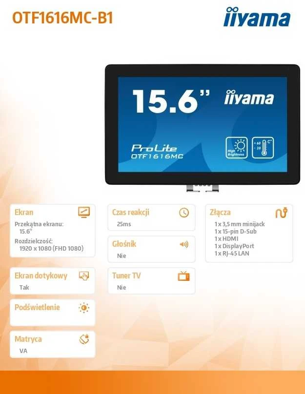 Monitorius iiyama ProLite OTF1616MC-B1