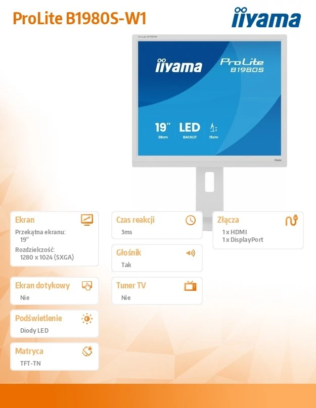 Monitorius iiyama ProLite B1980S-W1