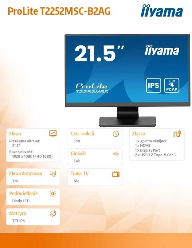 Monitorius iiyama ProLite T2252MSC-B2AG