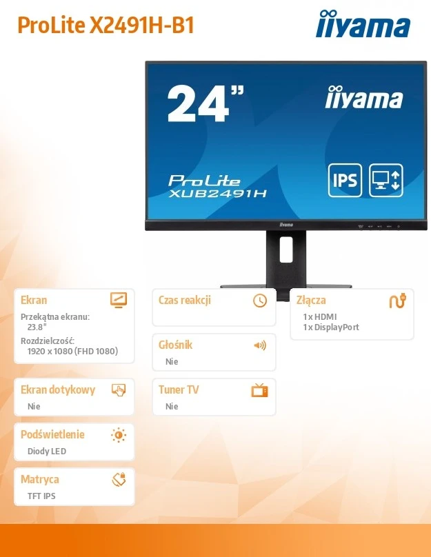 Monitorius iiyama ProLite X2491H-B1 23.8" Full HD 120Hz IPS