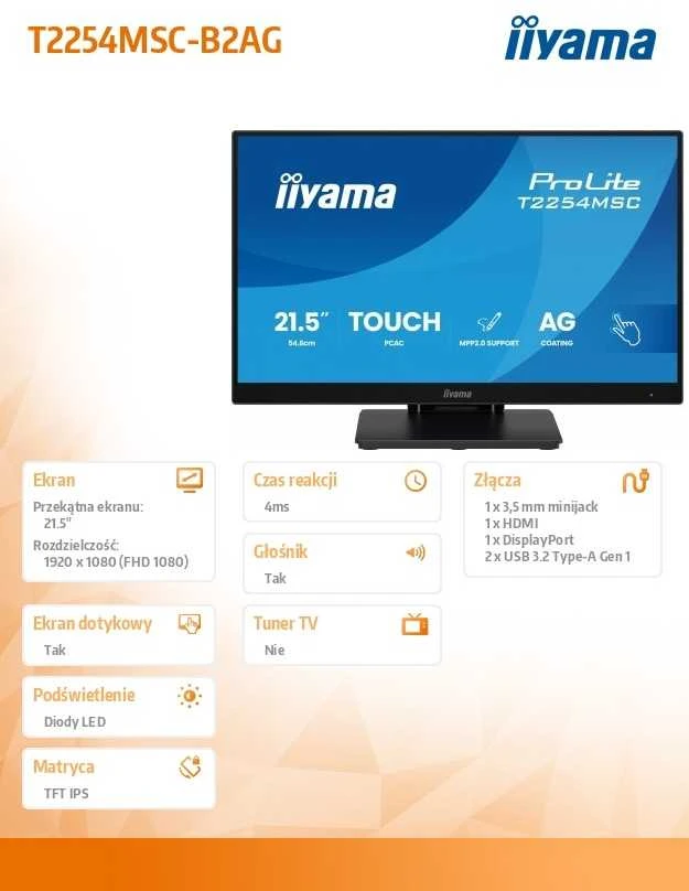 Monitorius iiyama ProLite T2254MSC-B2AG